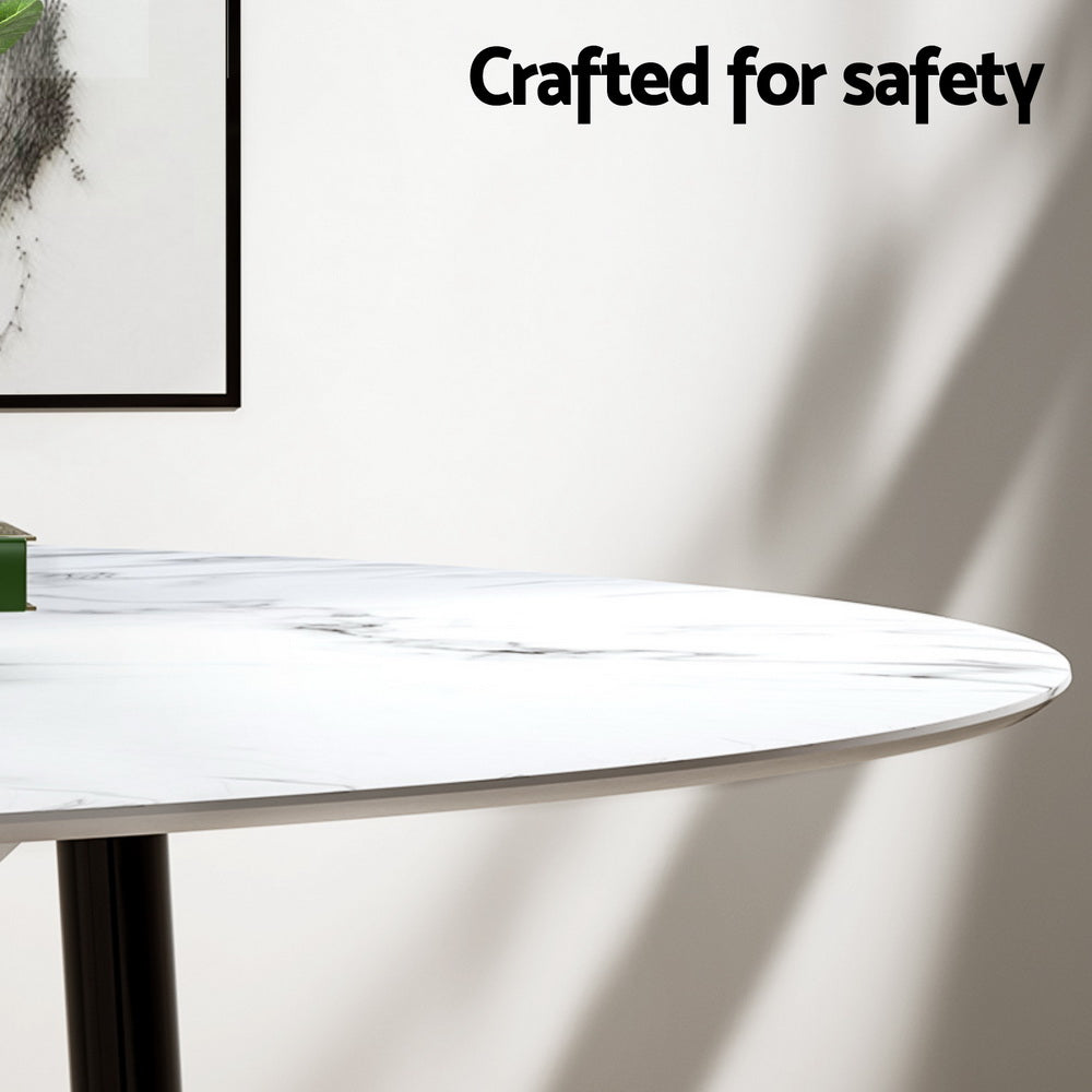1 Artiss Dining Table and 4 Chairs Set Marble White-Furniture > Dining > Dining Set-PEROZ Accessories
