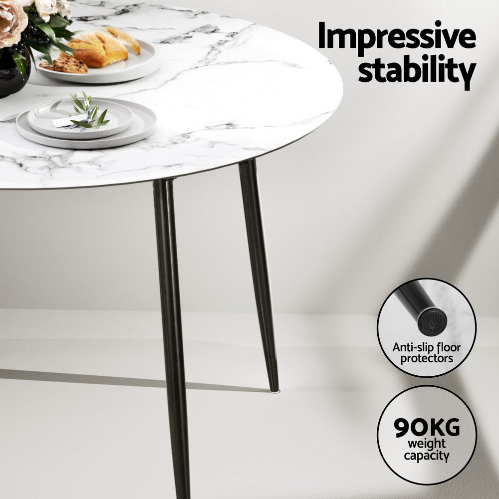 1 Artiss Dining Table and 4 Chairs Set Marble White-Furniture > Dining > Dining Set-PEROZ Accessories