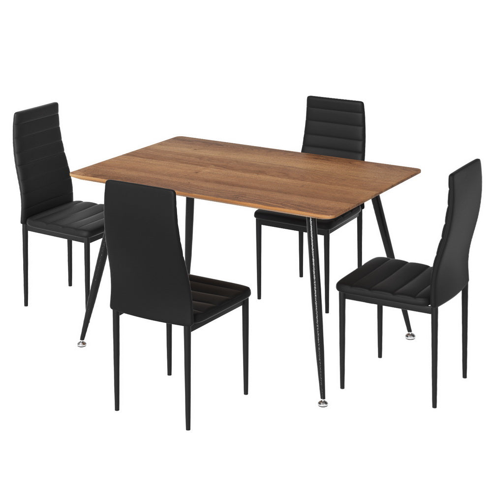 1 Artiss Dining Table and 4 Chairs Set Rectangle Metal-Furniture > Dining > Dining Set-PEROZ Accessories