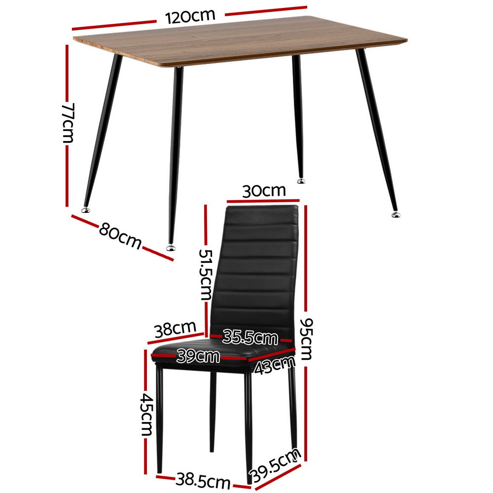 1 Artiss Dining Table and 4 Chairs Set Rectangle Metal-Furniture > Dining > Dining Set-PEROZ Accessories