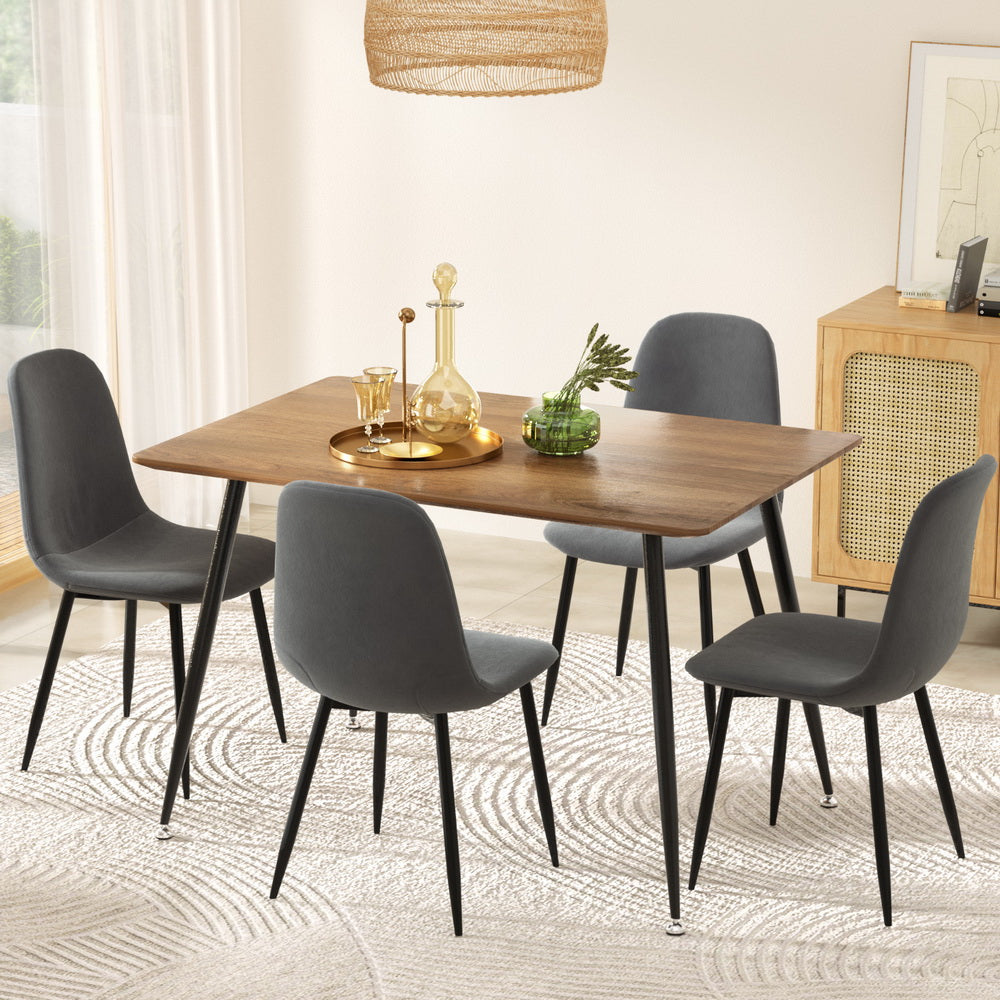 1 Artiss Dining Table and 4 Chairs Set Grey Metal-Furniture > Dining > Dining Set-PEROZ Accessories