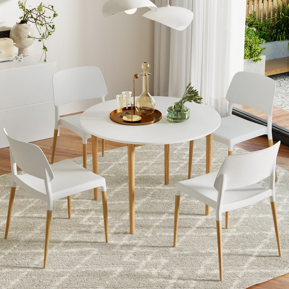 1 Artiss Dining Table and 4 Chairs Set White Wood-Furniture > Dining > Dining Set-PEROZ Accessories