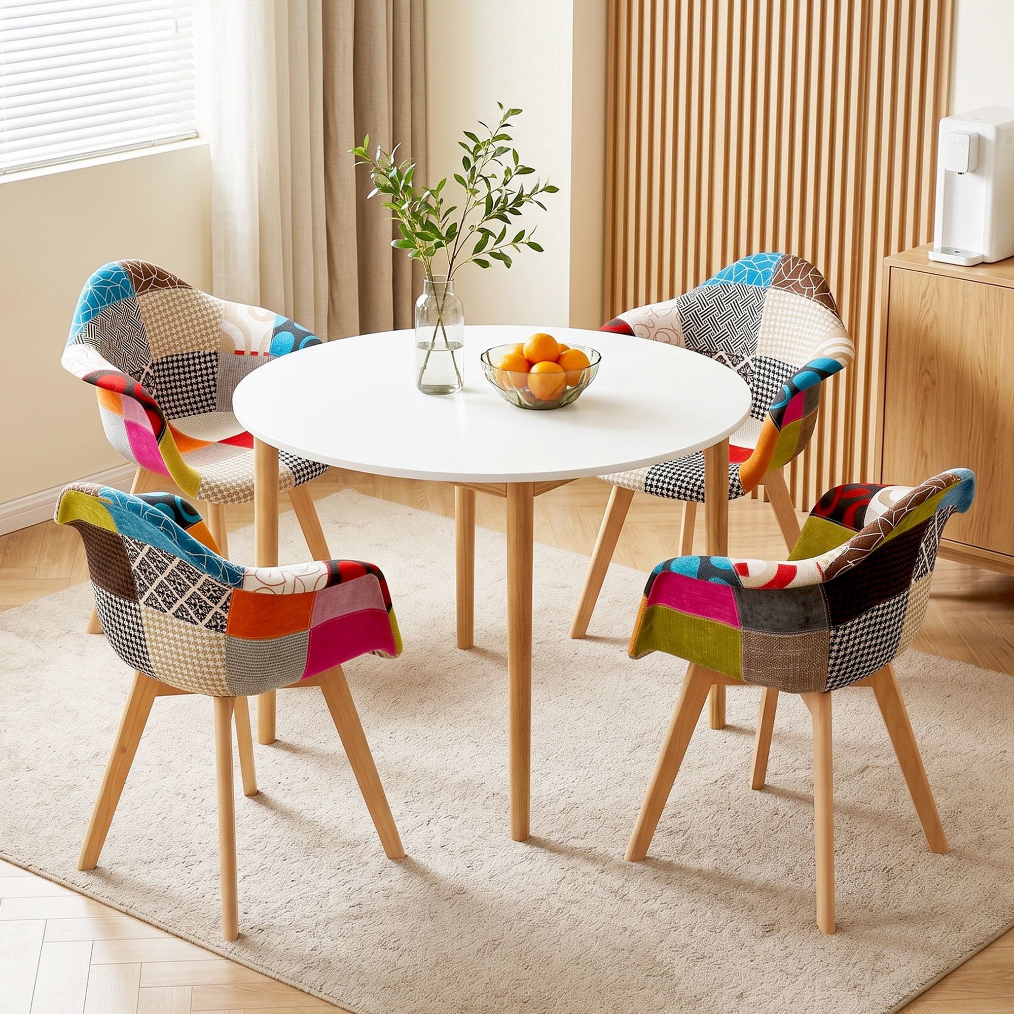 1 Artiss Dining Table and 4 Mid Century Chairs Set White