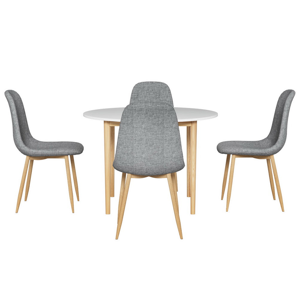 1 Artiss Dining Table and 4 Chairs Set White Grey-Furniture > Dining > Dining Set-PEROZ Accessories