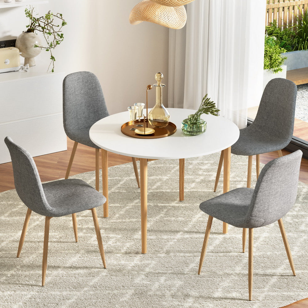 1 Artiss Dining Table and 4 Chairs Set White Grey-Furniture > Dining > Dining Set-PEROZ Accessories