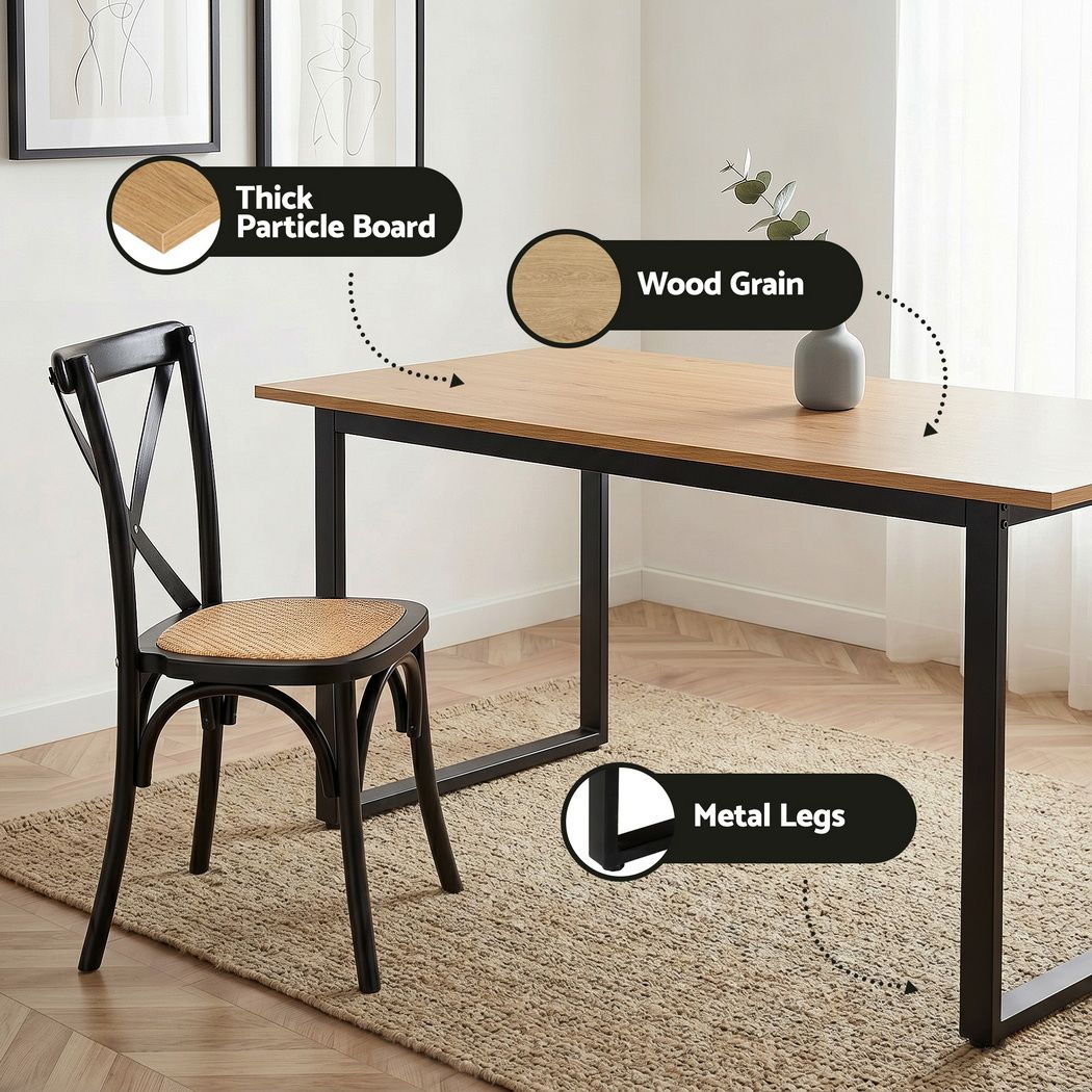 Artiss Dining Table and Chairs Set 5PCS Industrial 4 Black Rattan Chairs for Kitchen, Dining Room, Café
