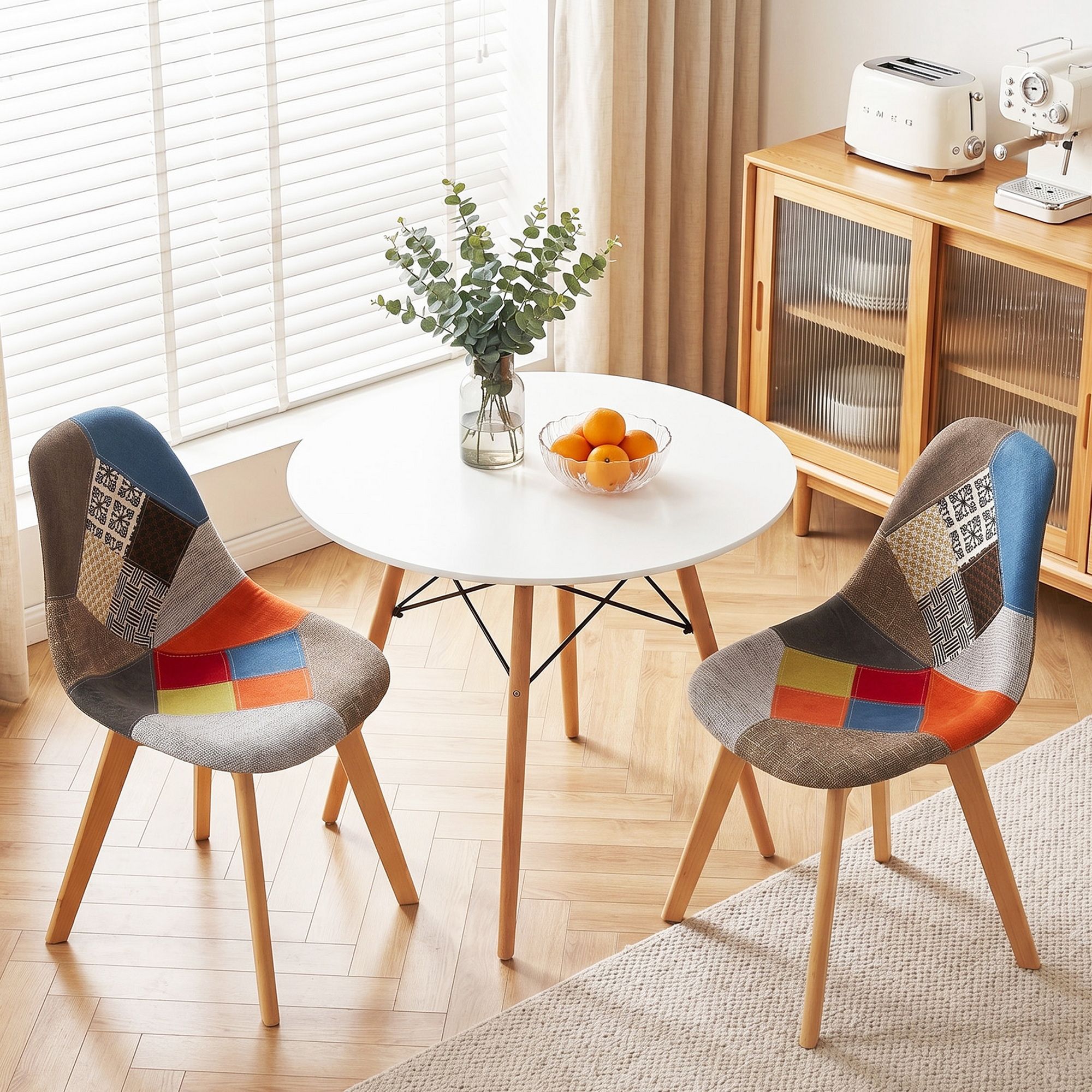 Artiss Dining Table and Chairs Set 3PCS Round 2 Seater Dining Set for Kitchen, Apartment, Dining Room White