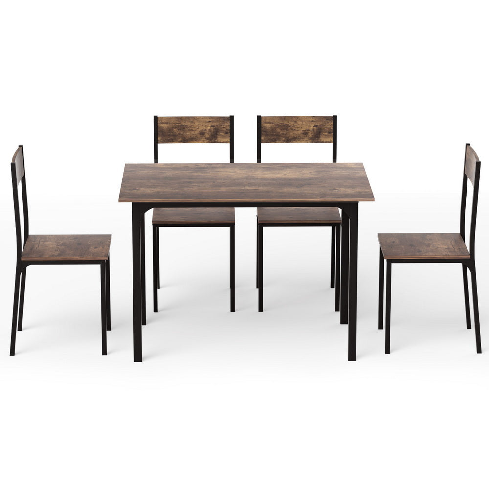 Artiss Dining Table and Chairs Set of 5 Compact Kitchen Furniture Rustic Brown-Furniture > Dining > Dining Set-PEROZ Accessories