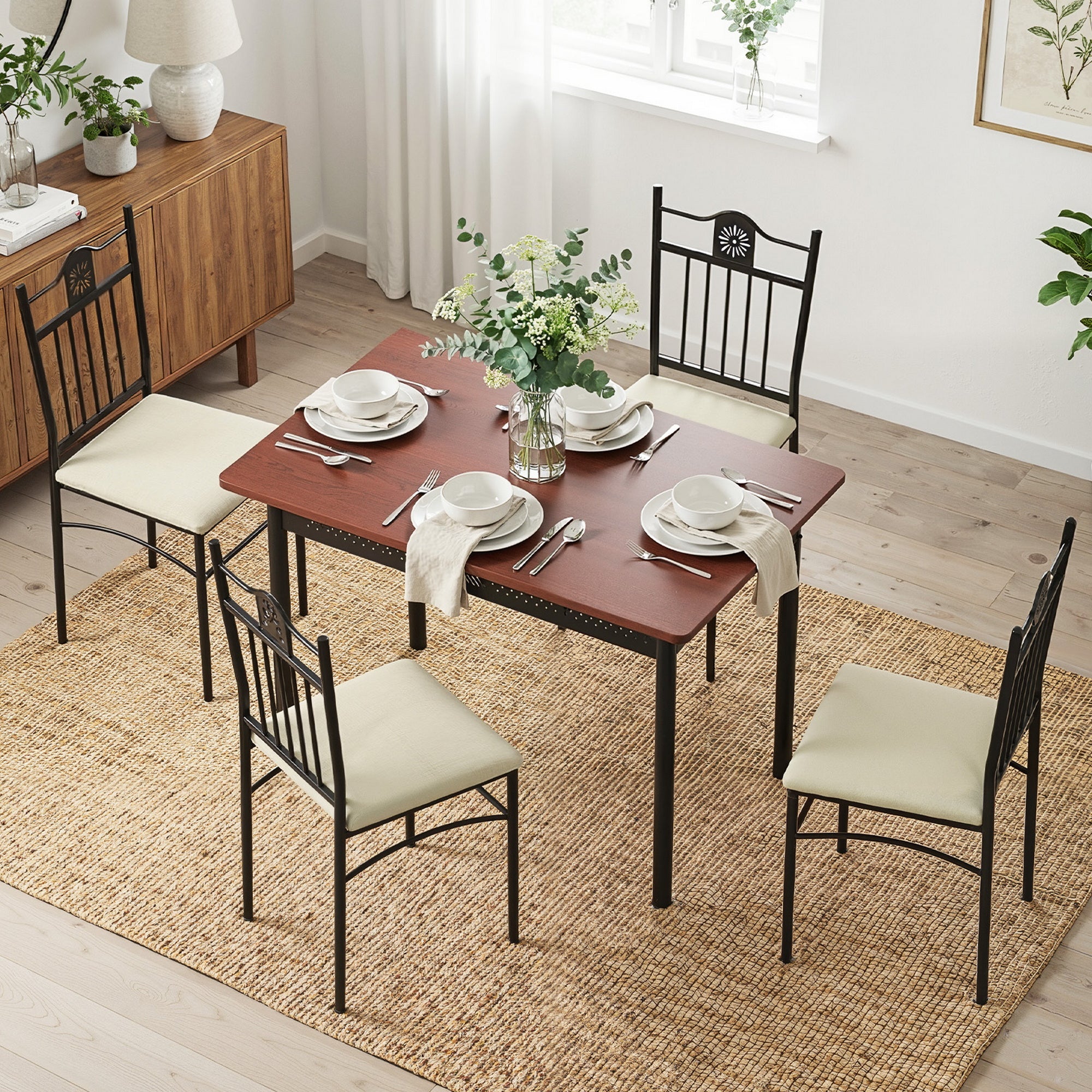 Artiss Dining Table and Chairs Set of 5 Compact Kitchen Furniture Upholstered-Furniture > Dining > Dining Set-PEROZ Accessories