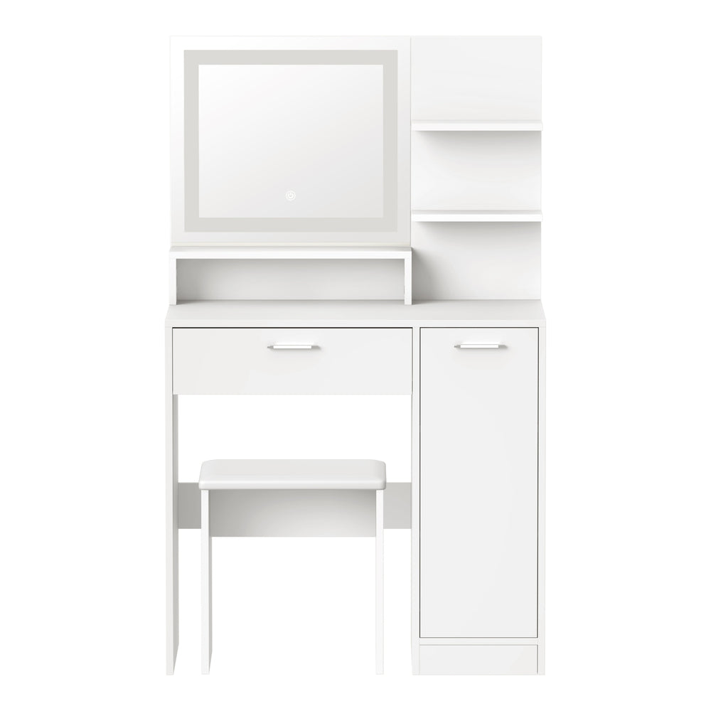 Oikiture Dressing Table Stool Set LED Light Large Cabinet White-Dressing Table-PEROZ Accessories