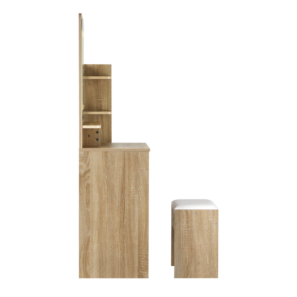 Oikiture Dressing Table Stool Set LED Light Mirror Wooden White-Dressing Table-PEROZ Accessories