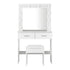 Oikiture Dressing Table Stool Set Makeup Mirror Storage Desk 10 LED Bulbs White-Dressing Tables-PEROZ Accessories