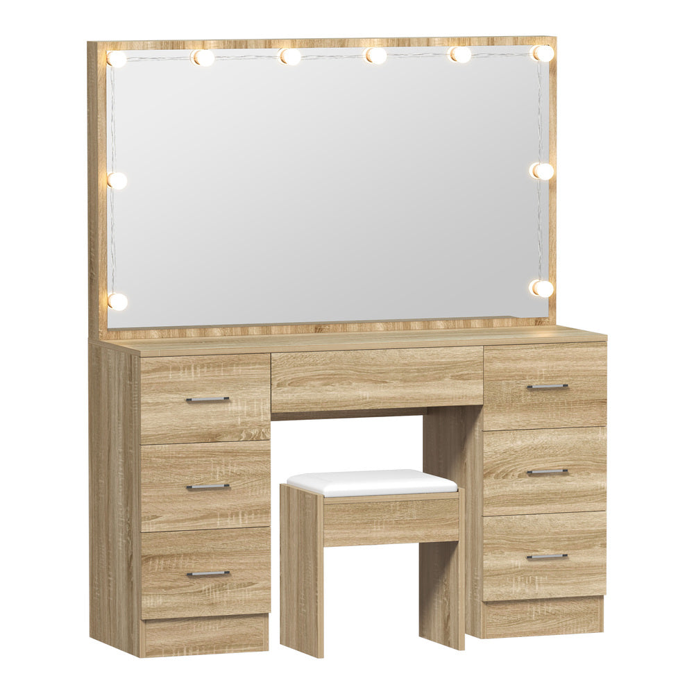 Oikiture Dressing Table Large LED Mirror Natural-Dressing Table-PEROZ Accessories