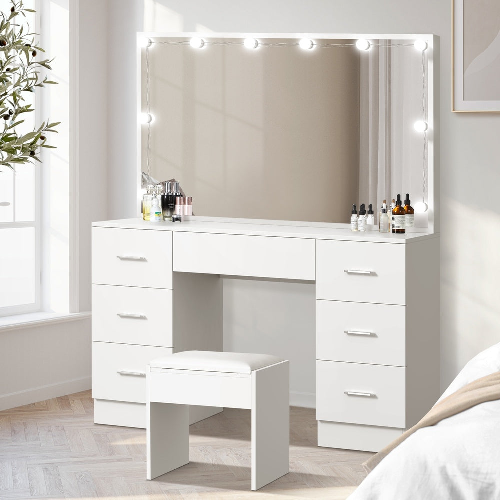 Oikiture Dressing Table Large LED Mirror White-Dressing Table-PEROZ Accessories