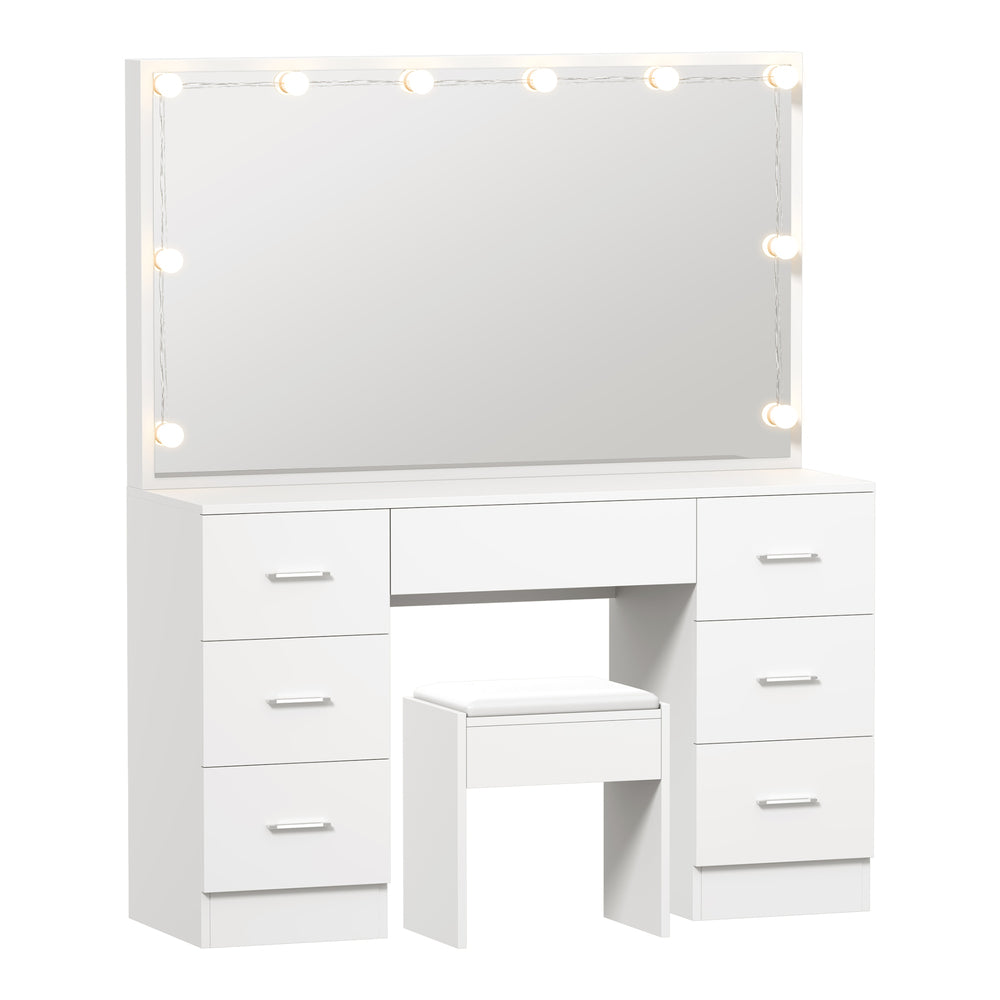 Oikiture Dressing Table Large LED Mirror White-Dressing Table-PEROZ Accessories