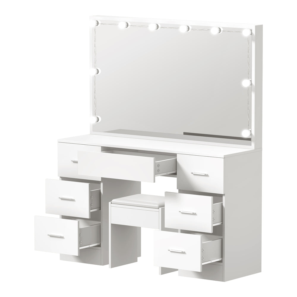 Oikiture Dressing Table Large LED Mirror White-Dressing Table-PEROZ Accessories