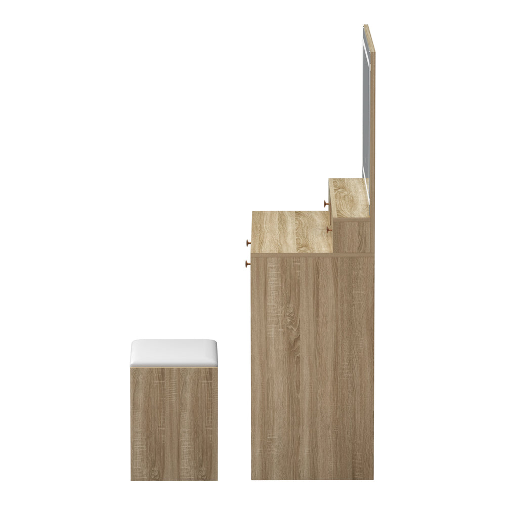 Oikiture Dressing Table Stool Set LED Mirror Natural-Dressing Table-PEROZ Accessories
