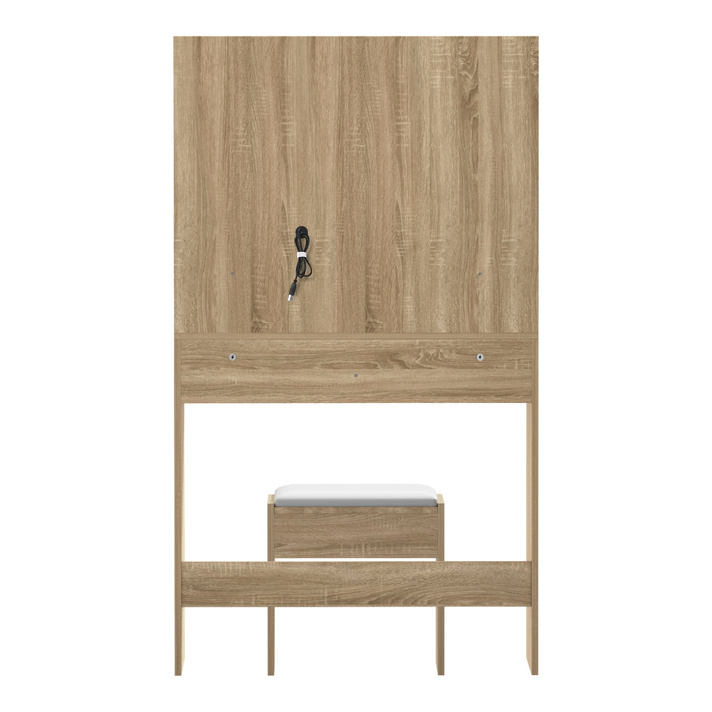 Oikiture Dressing Table Stool Set LED Mirror Natural-Dressing Table-PEROZ Accessories