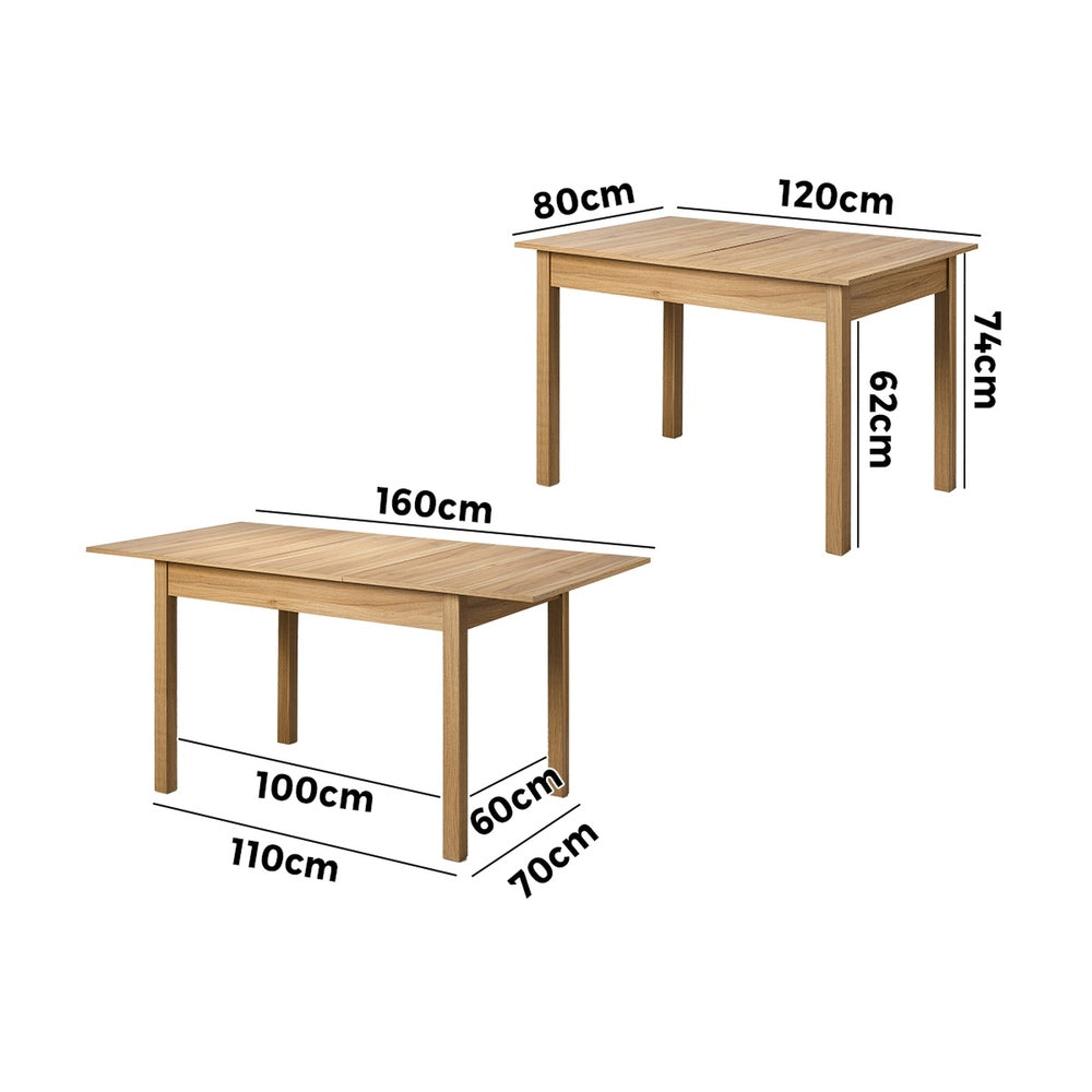 Oikiture Extendable Dining Table 1.2-1.6m Wooden Kitchen Table-Dining Table-PEROZ Accessories