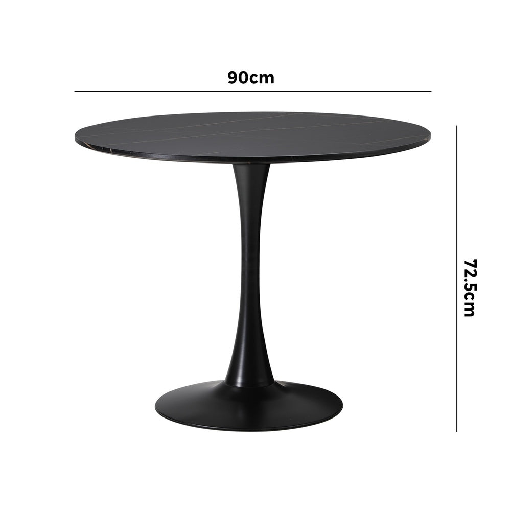 Oikiture 90cm Dining Table Tulip Shape Base Black-Dining Table-PEROZ Accessories