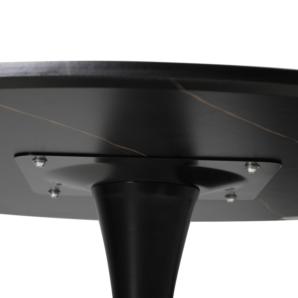 Oikiture 90cm Dining Table Tulip Shape Base Black-Dining Table-PEROZ Accessories
