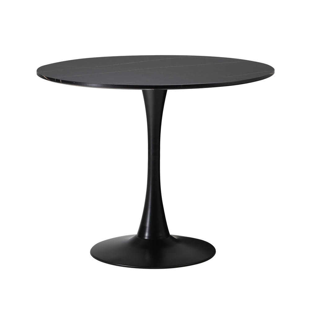 Oikiture 90cm Dining Table Tulip Shape Base Black-Dining Table-PEROZ Accessories