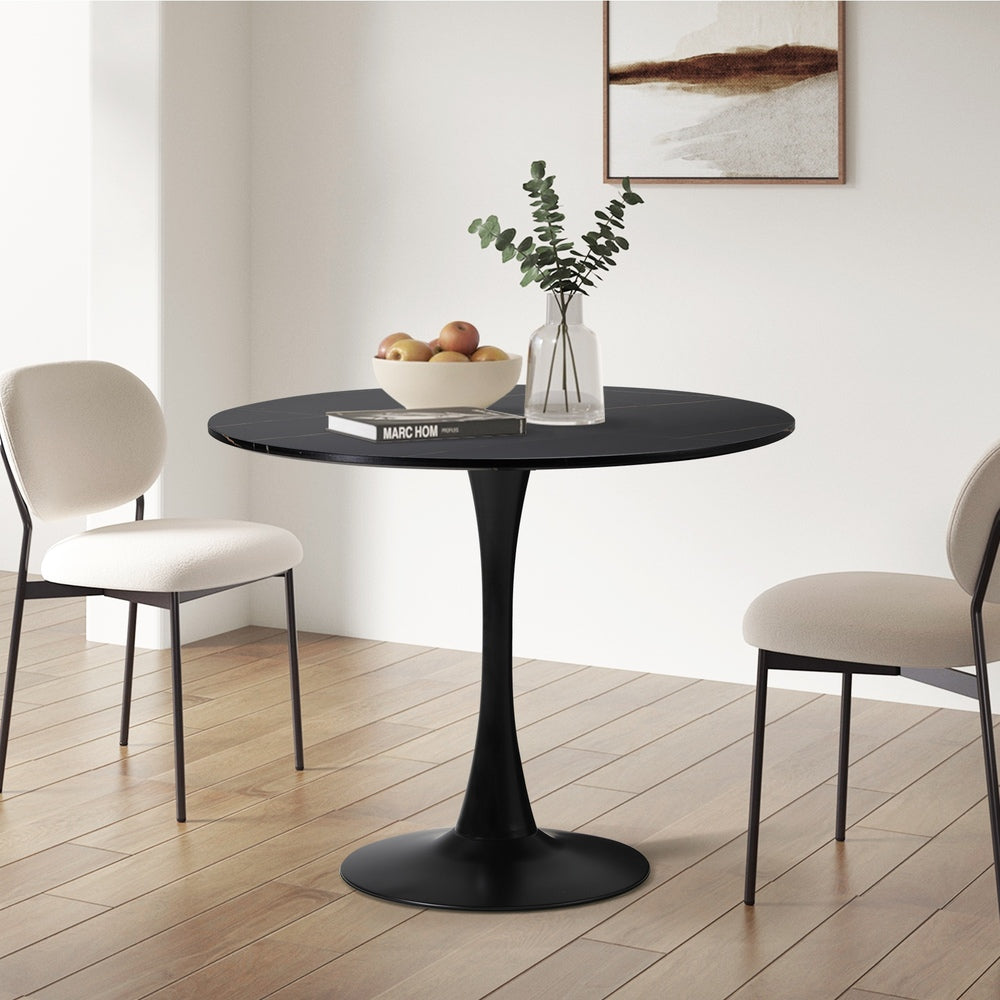 Oikiture 90cm Dining Table Tulip Shape Base Black-Dining Table-PEROZ Accessories