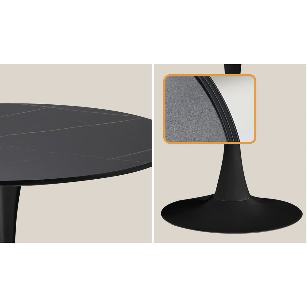 Oikiture 90cm Dining Table Tulip Shape Base Black-Dining Table-PEROZ Accessories