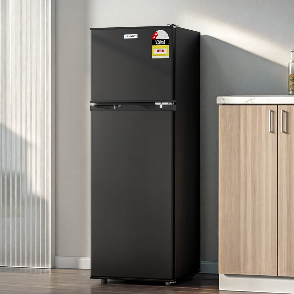 Devanti 122L Two Door Bar Fridge Mini Fridge with Freezer Black-Appliances > Fridges & Freezers > Fridges-PEROZ Accessories