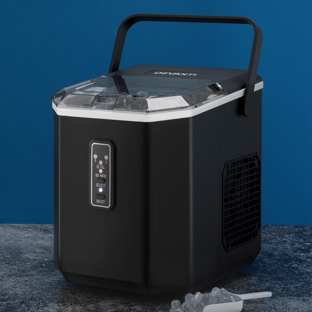 Devanti 12kg Ice Maker Machine 1.3L w/Scoop Holder Black-Appliances > Kitchen Appliances > Ice Makers-PEROZ Accessories