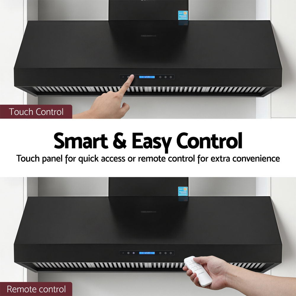 Devanti 1500mm Commercial BBQ Range Hood Dual Motor W/ Remote Control Black-Appliances > Kitchen Appliances > Cooking Ranges-PEROZ Accessories