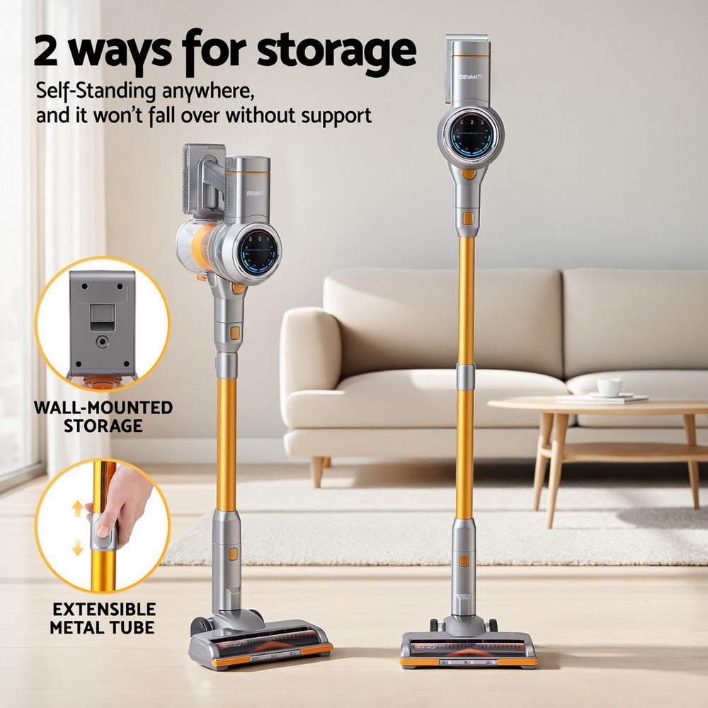 Devanti 300W Stick Vacuum Cleaner Cordless Self-Standing Golden-Appliances > Vacuum Cleaners > Vacuum Cleaner Accessories-PEROZ Accessories