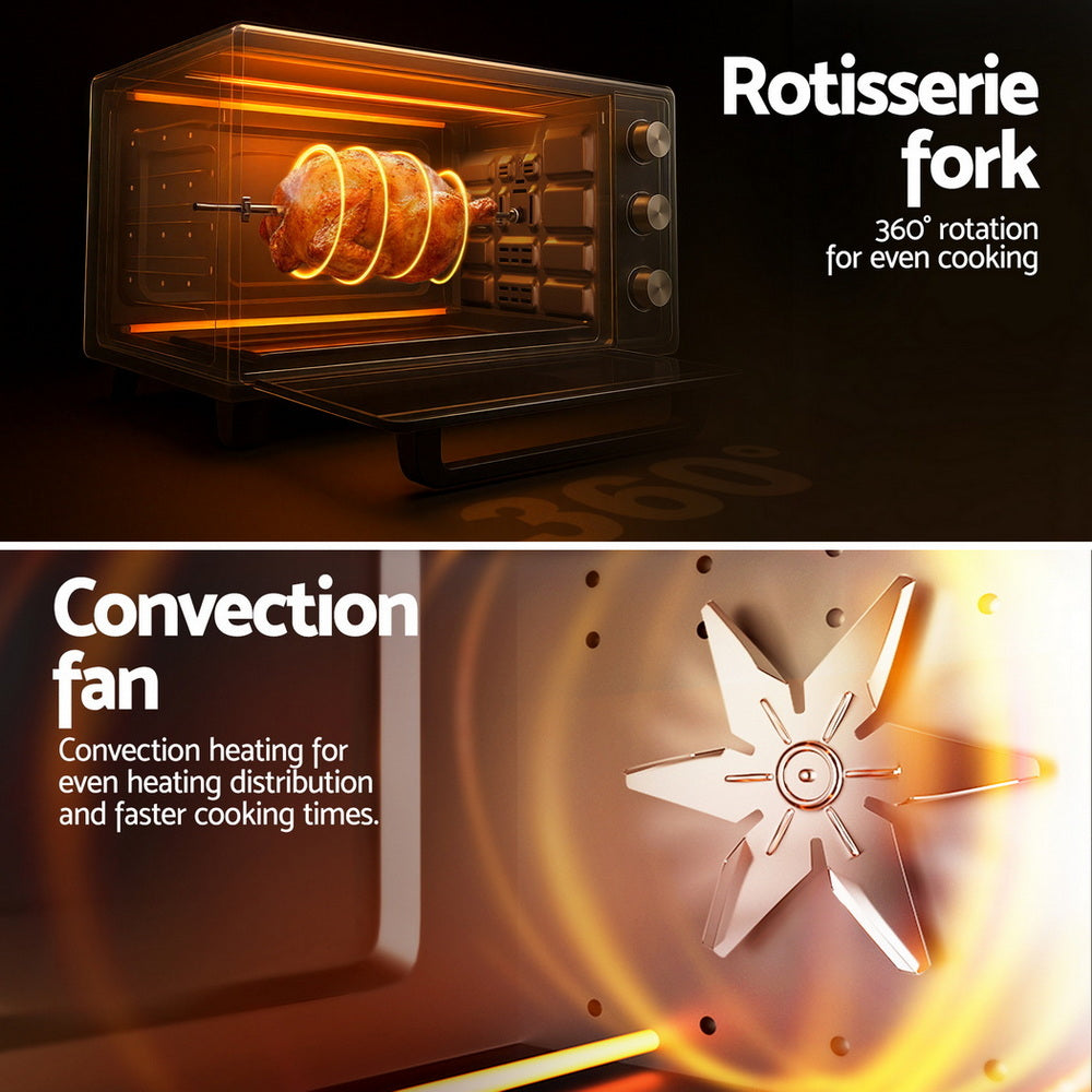 Devanti 30L Convection Oven Electric Fryer Ovens 1600W-Appliances > Kitchen Appliances > Ovens-PEROZ Accessories