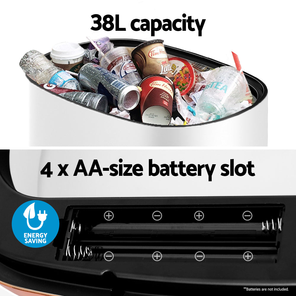 Devanti 38L Motion Sensor Bin Rubbish Automatic White-Home & Garden > Kitchen Bins > Automatic Bins-PEROZ Accessories