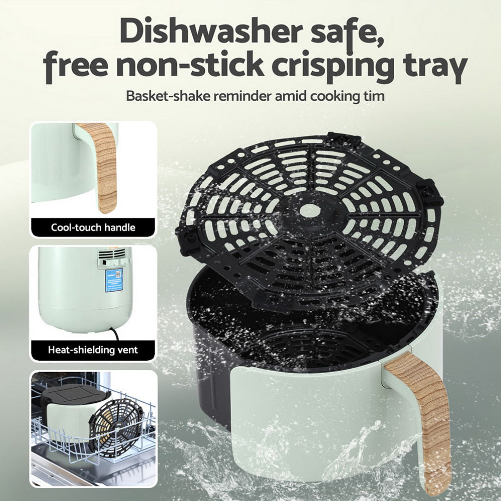 Devanti 5L Air Fryer Touch Control 1700W Green-Appliances > Kitchen Appliances > Air Fryers-PEROZ Accessories