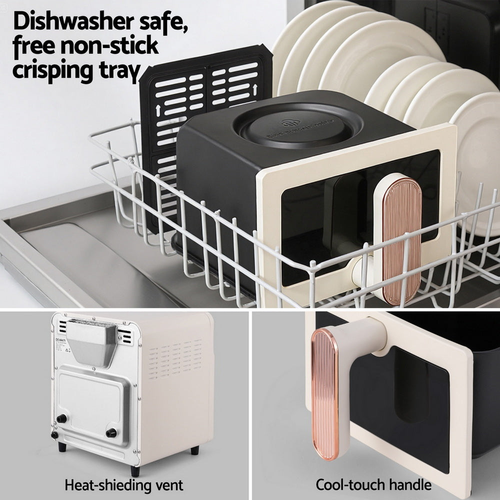 Devanti 6L Air Fryer Knob Control 1700W Cream-Appliances > Kitchen Appliances > Air Fryers-PEROZ Accessories