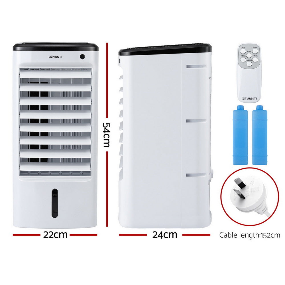 Devanti Evaporative Air Cooler Conditioner w/ Remote 4L-Appliances > Air Conditioners > Evaporative Coolers-PEROZ Accessories