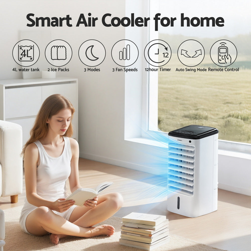 Devanti Evaporative Air Cooler Conditioner w/ Remote 4L-Appliances > Air Conditioners > Evaporative Coolers-PEROZ Accessories