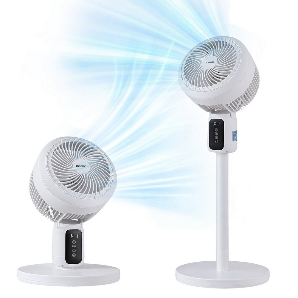 Devanti Pedestal Fan W/ Remote 3 Speed 12H Timer Height Adjustable Cooling Fan-Appliances > Fans > Portable Fans-PEROZ Accessories