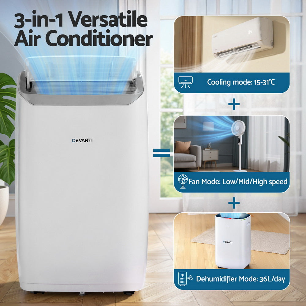 Devanti Portable Air Conditioner Dehumidifier Fan 14000BTU-Appliances > Air Conditioners > Portable Air Conditioners-PEROZ Accessories