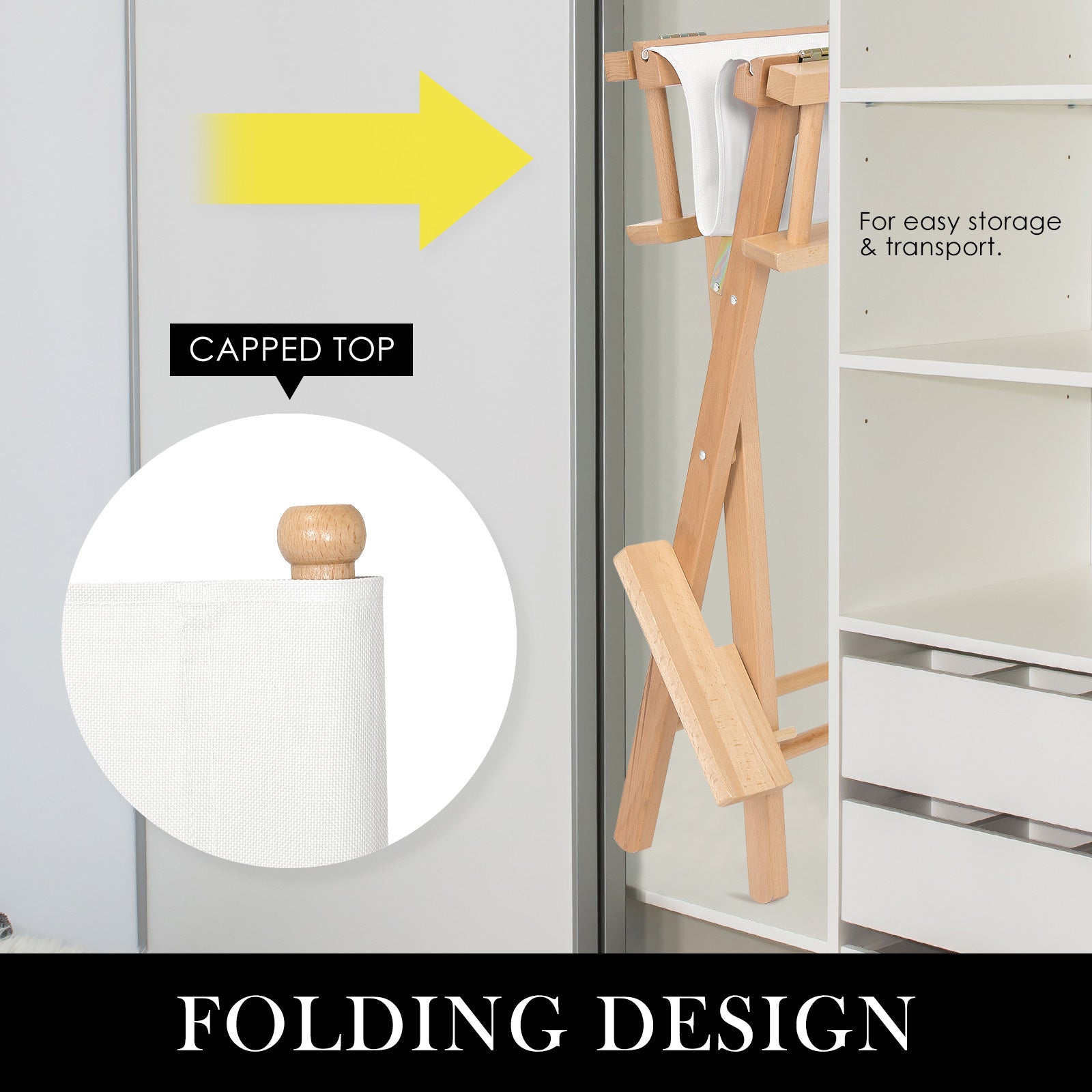 Director Movie Folding Tall Chair 76cm Beech WOOD HUMOR-Furniture > Bar Stools & Chairs > Table & Bar Stools-PEROZ Accessories
