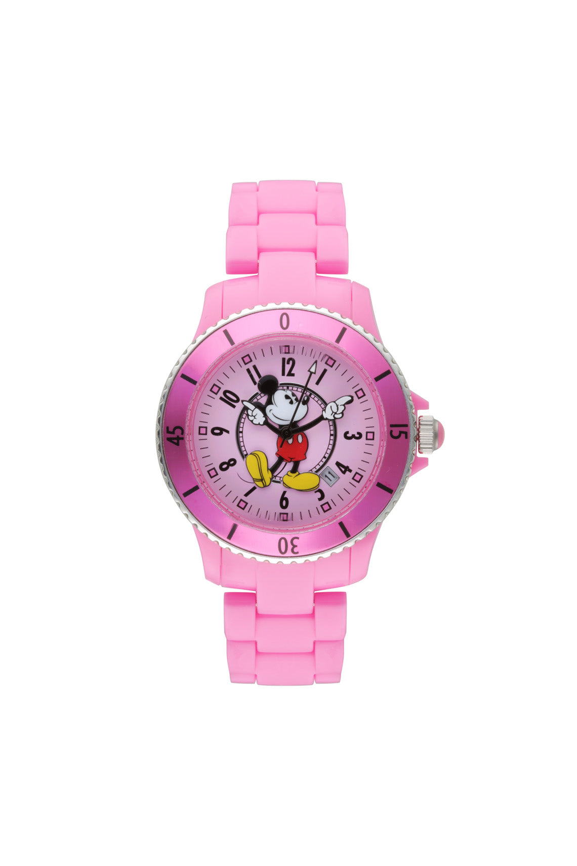 Disney Mickey Sports 40mm Pink Dial Pink Stainless Steel Watch-PEROZ Accessories
