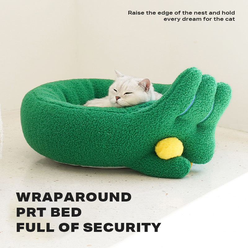 Dog Cat Pet Calming Bed Warm Soft Plush Round Nest Comfy Sleeping Gesture Bed-Pet Care > Dog Supplies > Dog Beds-PEROZ Accessories