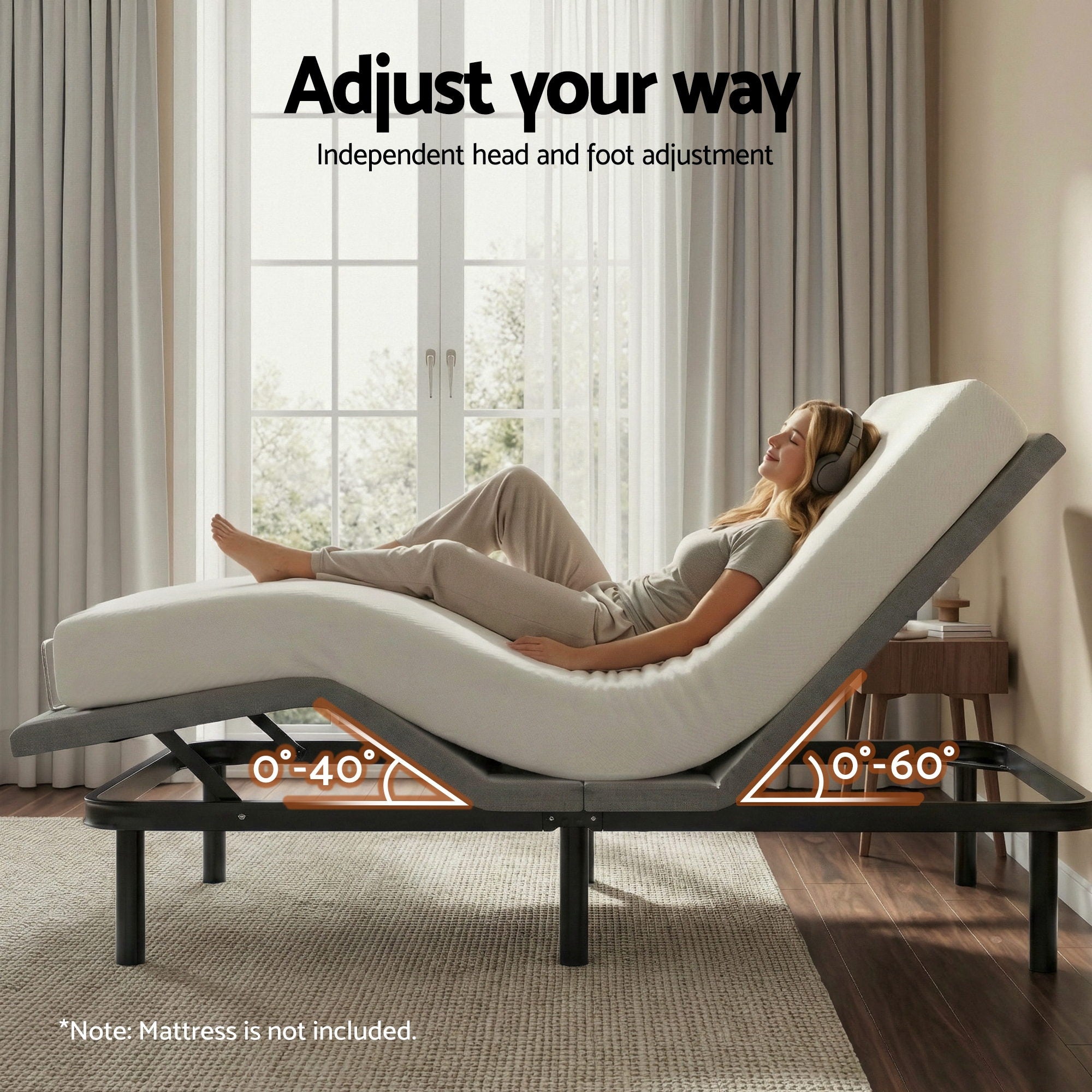 Artiss Adjustable Bed Frame King Size Electric Bed Base Wireless Remote Control Zero Gravity Power Bed Foundation-Furniture > Bedroom > Beds & Bed Frames-PEROZ Accessories