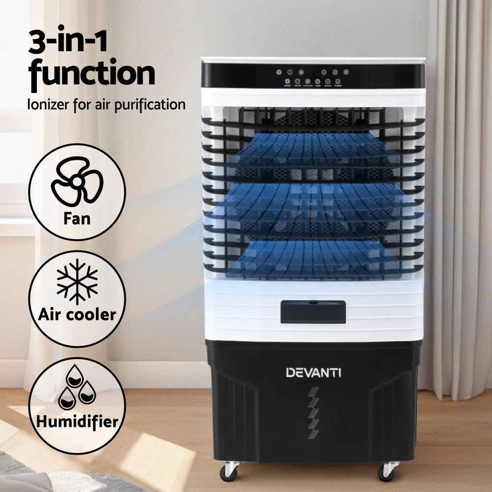 Devanti 60L Evaporative Air Cooler Conditioner-Appliances > Air Conditioners > Evaporative Coolers-PEROZ Accessories