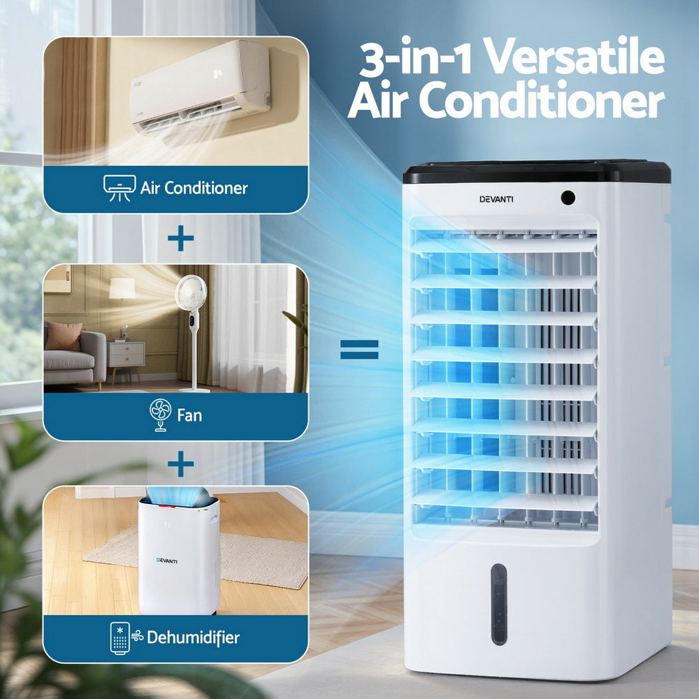 Devanti Evaporative Air Cooler Conditioner w/ Remote 4L-Appliances > Air Conditioners > Evaporative Coolers-PEROZ Accessories