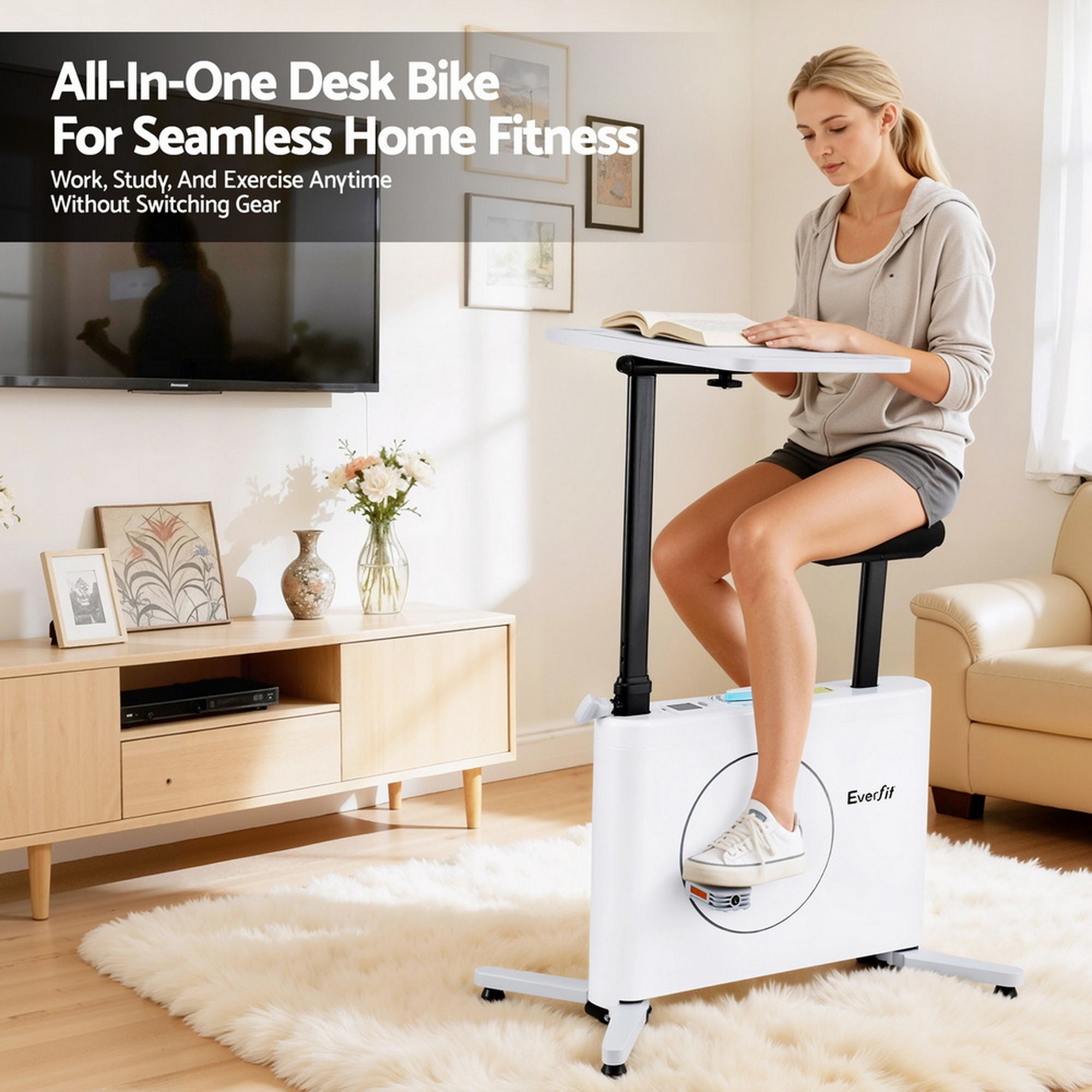 Everfit Exercise Bike Magnetic Desk Bike with Tabletop Fitness Home Workout Gym-Sports & Fitness > Exercise, Gym & Fitness > Exercise Bikes-PEROZ Accessories