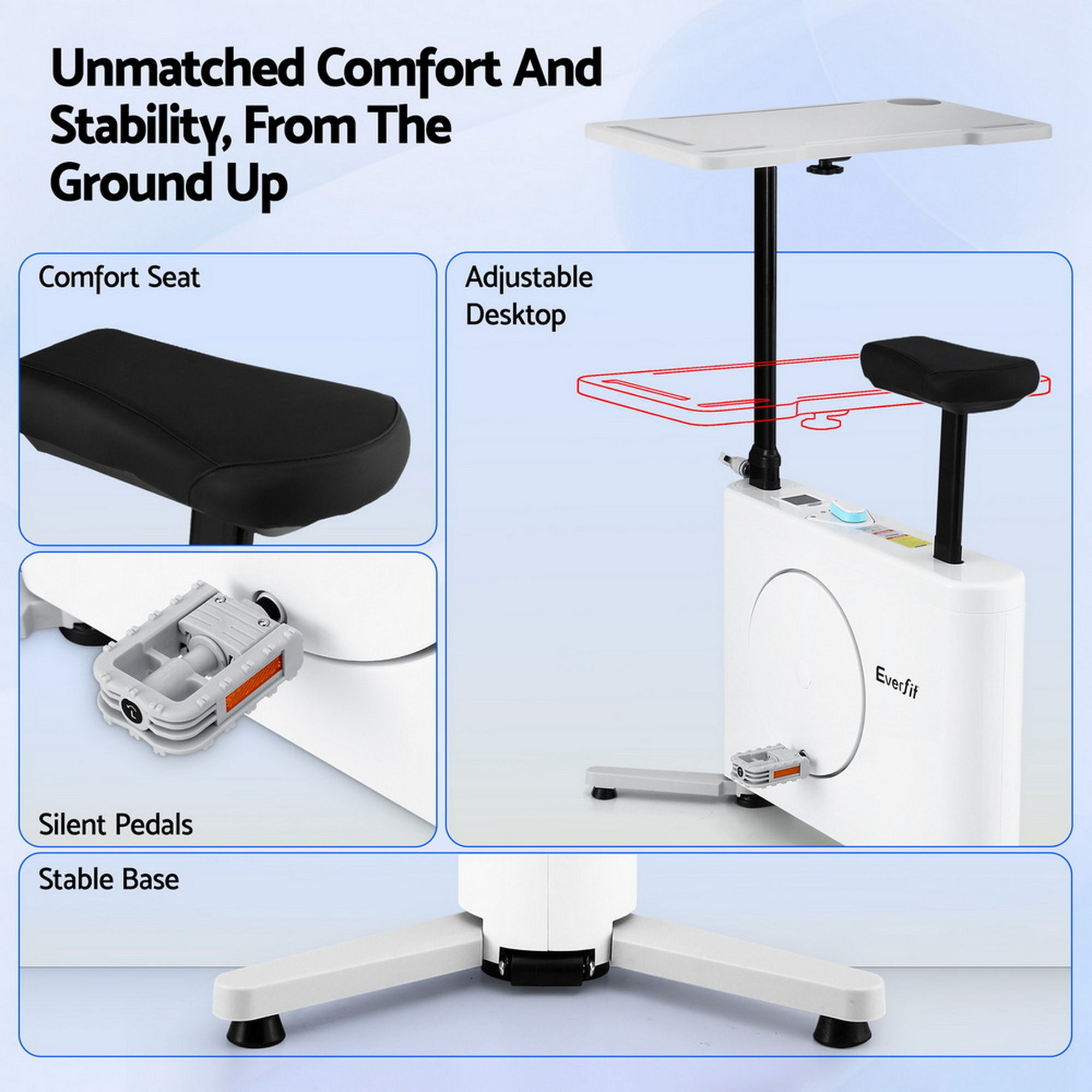 Everfit Exercise Bike Magnetic Desk Bike with Tabletop Fitness Home Workout Gym-Sports & Fitness > Exercise, Gym & Fitness > Exercise Bikes-PEROZ Accessories