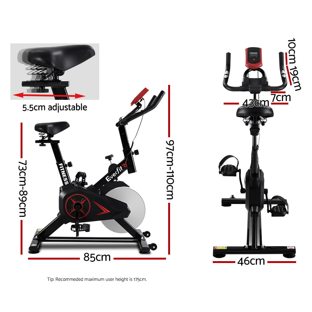Everfit Spin Bike Exercise Bike Flywheel Cycling Home Gym Fitness Machine-Sports & Fitness > Exercise, Gym & Fitness > Exercise Bikes-PEROZ Accessories