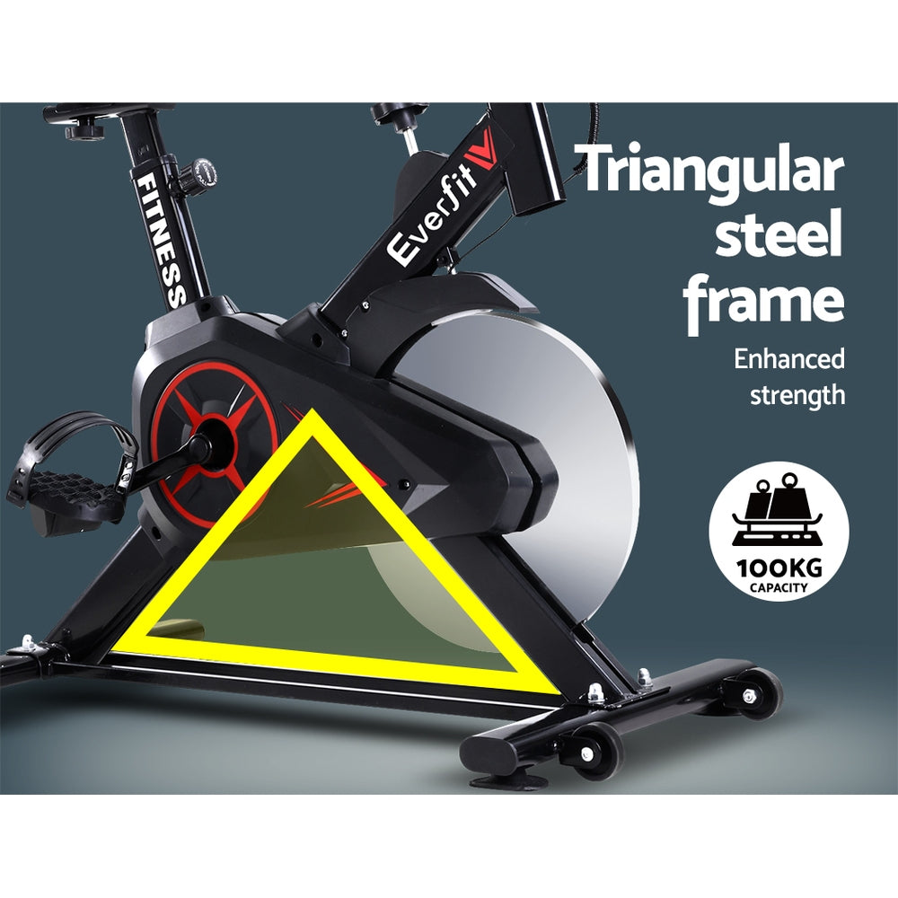 Everfit Spin Bike Exercise Bike Flywheel Cycling Home Gym Fitness Machine-Sports & Fitness > Exercise, Gym & Fitness > Exercise Bikes-PEROZ Accessories